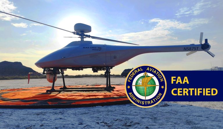 Steadicopter Black Eagle 50E unmanned helicopter with FAA Certified seal